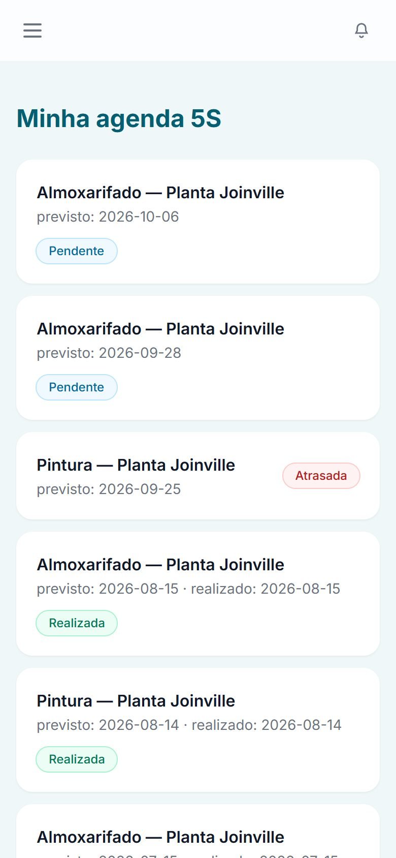 Minha agenda do auditor no celular