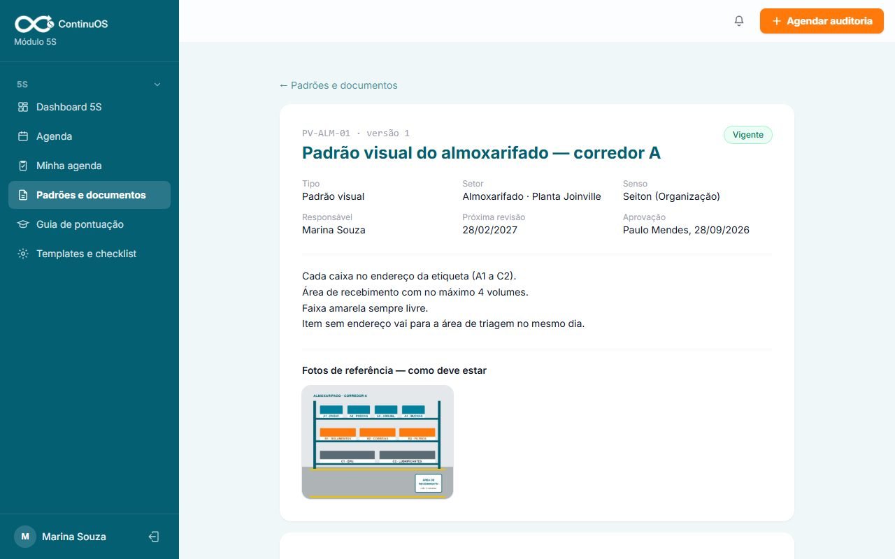 Padrão visual do almoxarifado com regras e foto de referência